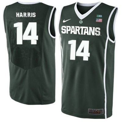 Men Michigan State Spartans NCAA #14 Gary Harris Green Authentic Nike Stitched College Basketball Jersey UZ32D65KE